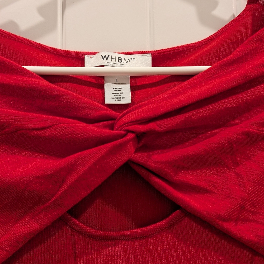 Women's Red Twist-Front Top - Picture 3 of 6